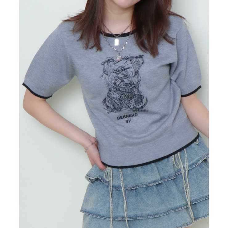 Other - GORGE シシュウブルドッグ半袖ニットプルオーバー トップス