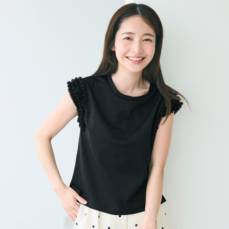 【8/5限定 20％OFFクーポン】coca 肩フリルノースリーブTシャツ レディース トップスのサムネイル