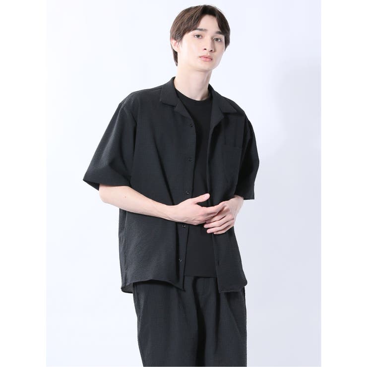 TAKA-Q MEN circle motion Air オープンカラー半袖シャツ(セットアップ可能) トップス