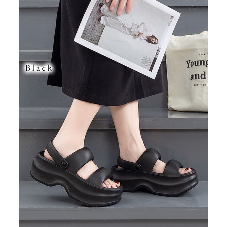 レースレディース 2WAY バックストラップ付き EVA 厚底 サンダル シューズ レディ...