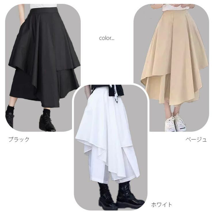 ica デザイン スカート パンツ 袴パンツ 変形 Aライン フレア モード系 ストリート系 原宿系 アシメ アシメトリー ミモレ ミモレ丈 ロング ロング丈 ワイド ゴスロリ 個性的 バンド 衣装 ファッション レディース スカート shoplistselect-10313997 SHOPLIST サンプル画像2