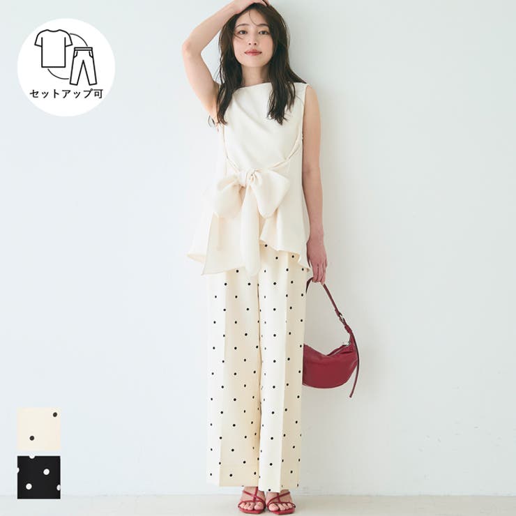 【5％OFFクーポン 9/11 1:59まで】coca センタープレスワイドパンツ レディース パンツ・ズボンのサムネイル