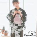 Tika ストライプ×朝顔柄浴衣3点セット 作り帯 下駄 レディース浴衣 浴衣セット ガーリー浴衣 レトロ浴衣 モダン シック ブラック モノトーン 上ノ堀結愛 Tika ティカ 浴衣・着物