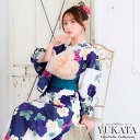Tika マルチフラワーデザイン浴衣 平帯 下駄 レディース浴衣 浴衣セット ガーリー浴衣 レトロ浴衣 ホワイト 伊藤舞雪 LaLaTulle ララチュール 浴衣・着物