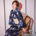 Tika 濃紺×青椿柄浴衣2点セット セクシー浴衣 妖艶浴衣 セット浴衣 平帯 ネイビー ゆんころ Tika ティカ 浴衣・着物