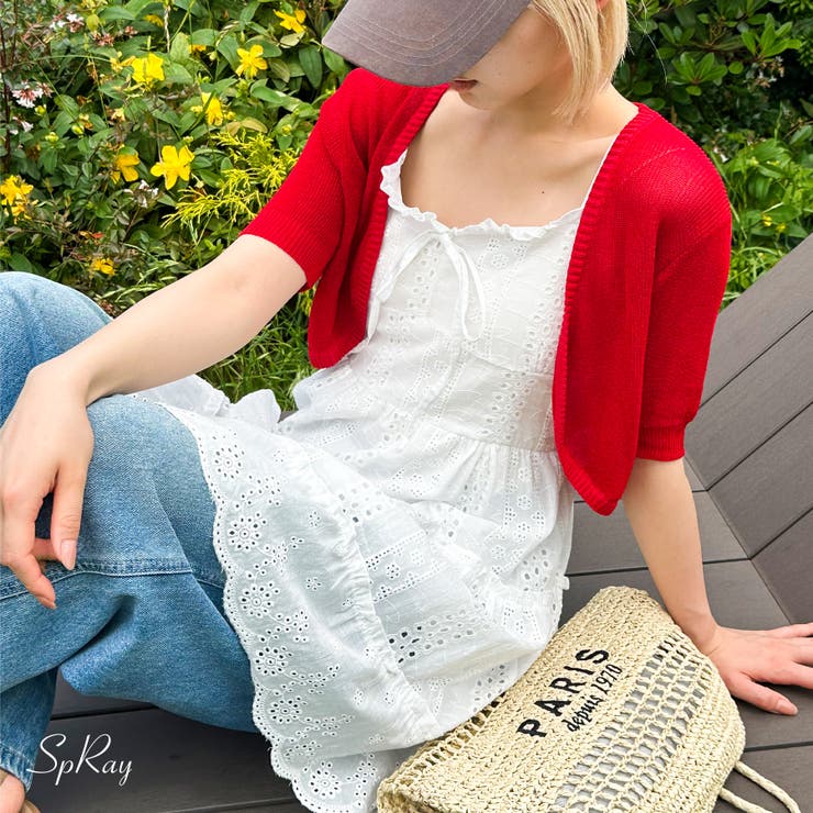 SpRay 5分袖ニットボレロ トップス