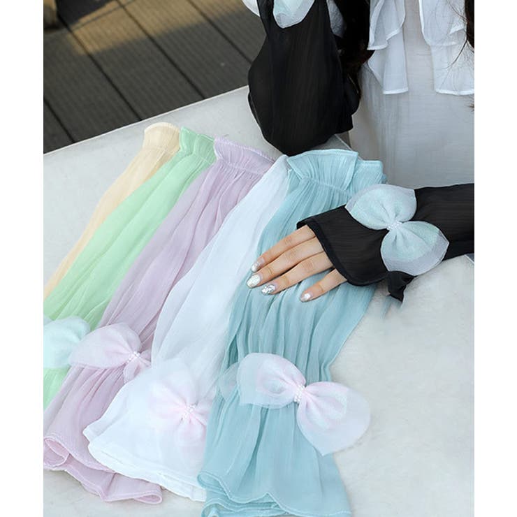 【10％OFFクーポン！5/7(木)9:59まで】aimoha リボンつきプリーツアームカバー その他aimoha リボンつきプリーツアームカバー その他