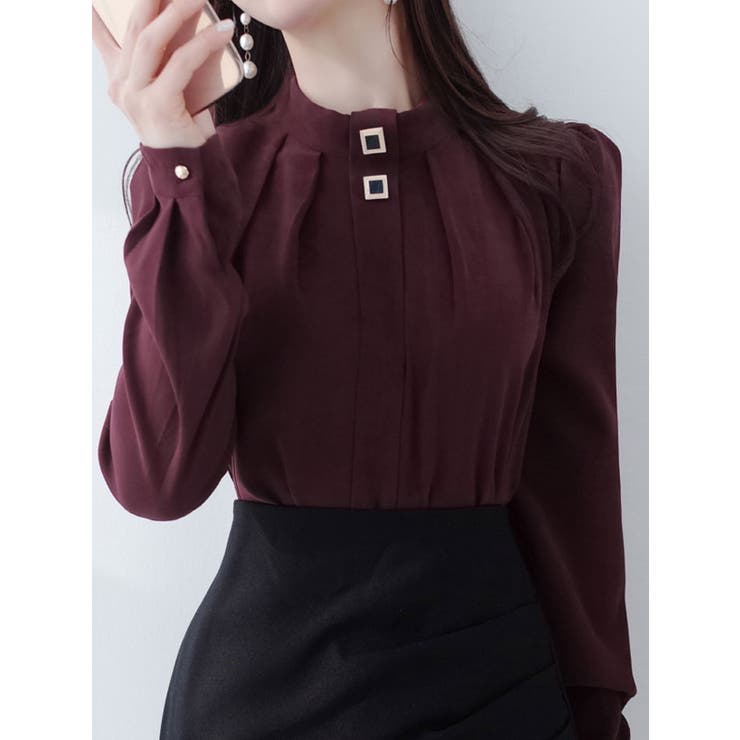 VIVID LADY 起毛 ポイントボタン ピンタック ハイネック ブラウス レディース 起毛 トップス ブラウス 長袖 オフィス フォーマル ブラウス 白 ブラウス 長袖 韓国ファッション bldo2707 韓国ファッション 韓国 セクシー トップス