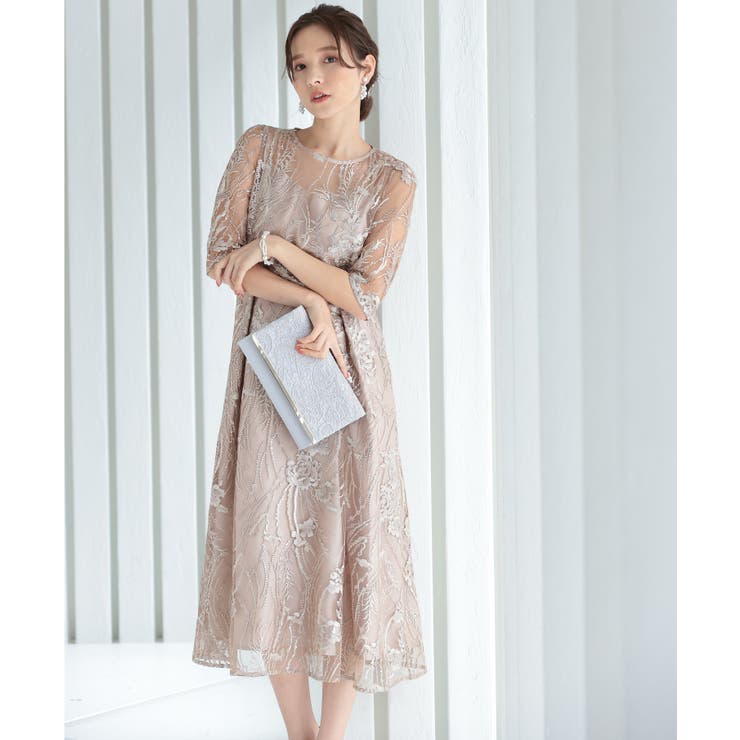 PREFERIR シアーレース結婚式パーティードレス ワンピース・ドレス