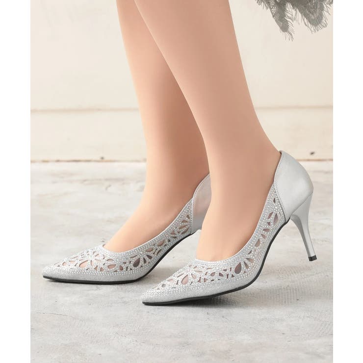 PREFERIR 花柄パンチングカットパンプス シューズ・靴