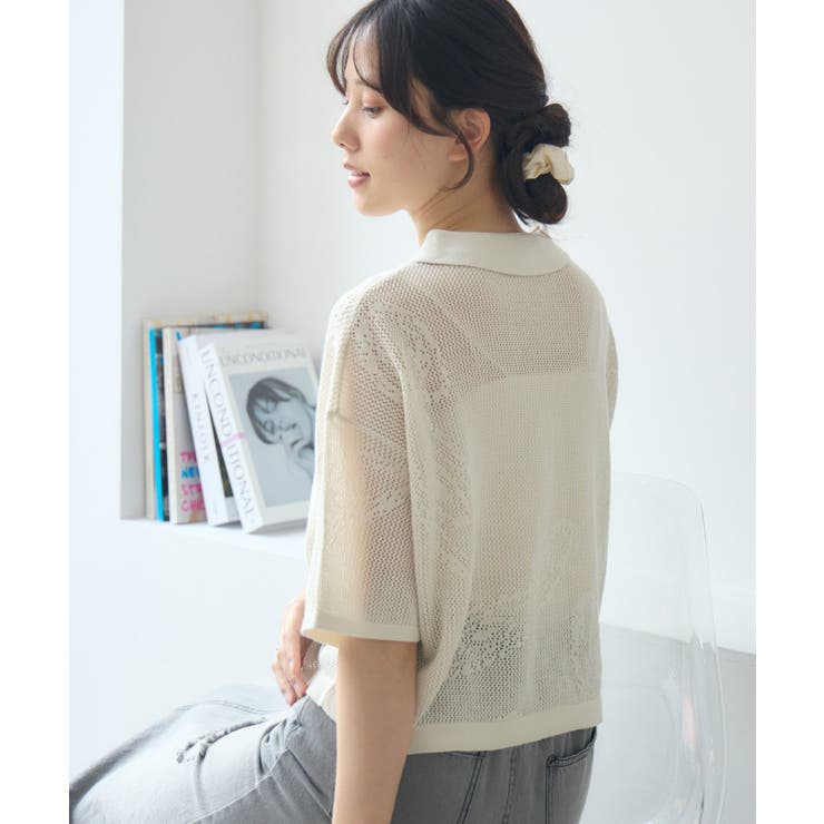 RETRO GIRL ペイズリー柄メッシュカーデ トップス