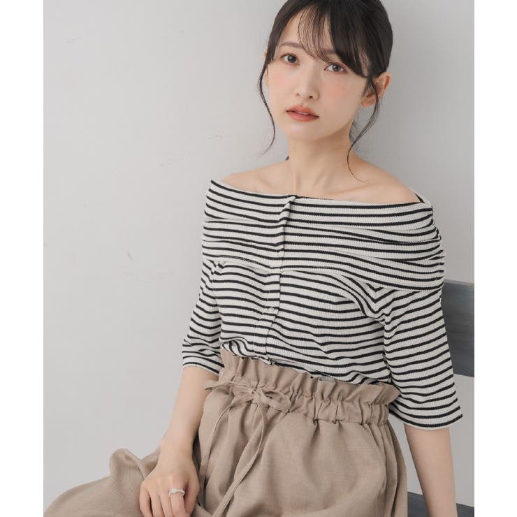 RETRO GIRL ワッフル2wayオフショルCT トップス