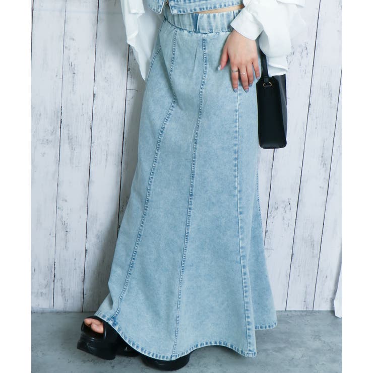 GORGE 《美シルエット×マーメイド風》レディース デニムフレアスカート ロング丈 ハイウエスト 春夏秋冬 スカート