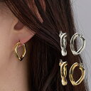 【8/10限定 20%OFFクーポン】Melody Accessory ピアス フープピアス 日本製 キャッチレス 金属アレルギー対応 18Kコーティング ニッケルフリー 大ぶり ツイスト レディース 大人 かわいい 上品 エレガント ジュエリー ゴールド