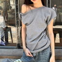 LADY LIKE 【春夏新作】ツイストデザインワンショルダーTシャツ トップス