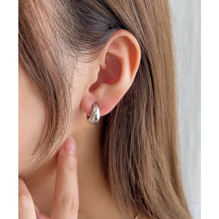 Outfitter lab ぷっくりワイドメタル ワンタッチクリップイヤリング アクセサリー