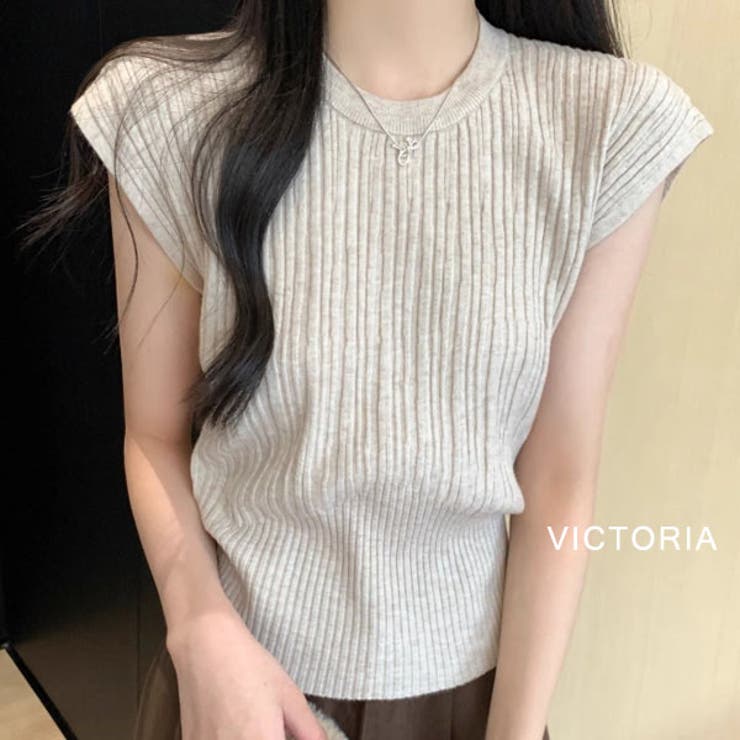 VICTORIA フレンチスリーブニット トップス サマーニット半袖ニット 夏 レディース...
