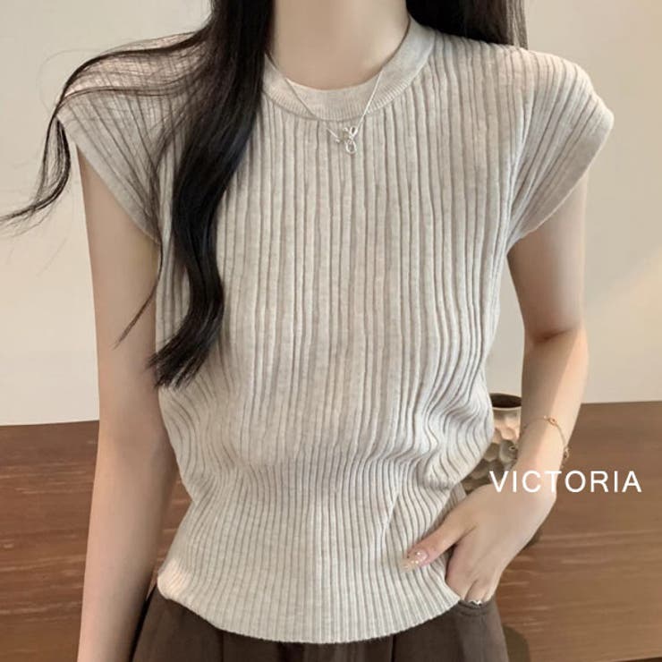 VICTORIA フレンチスリーブニット トップス サマーニット半袖ニット 夏 レディース...