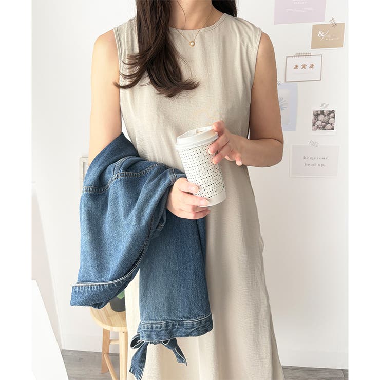 Amulet バックデザインノースリーブワンピース 重ね着 夏服 ワンピース ロング丈 一枚コーデ 韓国 ファッション レディース 春夏 体型カバー デート 無地 ワンピース・ドレス shoplistselect-10316134 SHOPLIST サンプル画像2