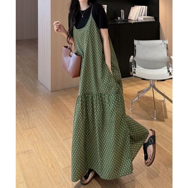 Ulysses 2枚セットシンプルTシャツ+花柄キャミワンピース スーツ