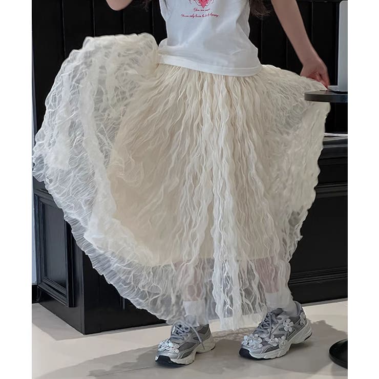 HOOK 【HOOK】for girls エアリープリーツロングスカート スカート