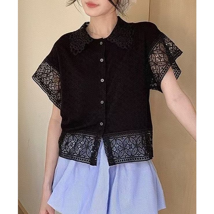 Ulysses レース切り替えボタンダウントップス トップス