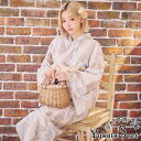 Tika ベージュ地×大判ボタニカルリーフ浴衣3点セット 平帯 下駄 レディース浴衣 レトロ浴衣 ガーリー浴衣 浴衣セット ベージュ PyunA. Tika ティカ 浴衣・着物
