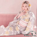 【マラソン期間中 5%OFFクーポン】Tika 淡色大輪フラワー浴衣3点セット 平帯 下駄 自宅で洗える レディース浴衣 sweet浴衣 ガーリー浴衣 浴衣セット グレー PyunA. Tika ティカ 浴衣・着物