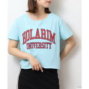 atONE ショート丈裾フリンジオーバサイズシルエットロゴプリントTシャツ トップス