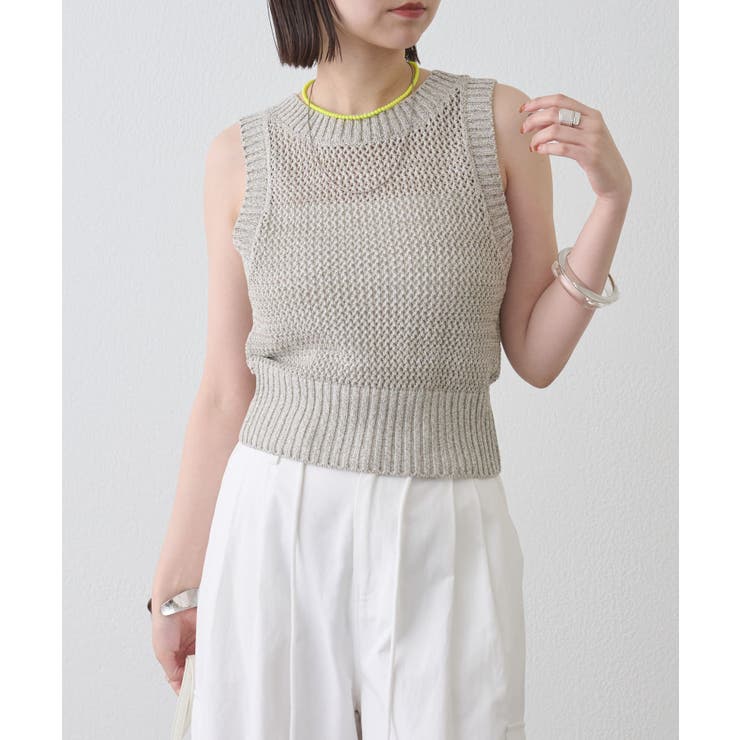 PAL GROUP OUTLET 【mystic】メッシュニットタンク トップスのサムネイル