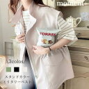 【5%OFFクーポン 9/11 1:59まで】moment+ スタンドカラーミリタリーベスト トップス