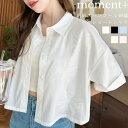 【10%OFFクーポン 9/9 23:59まで】moment+ 花柄スパンコール刺繍半袖ショートシャツ トップス