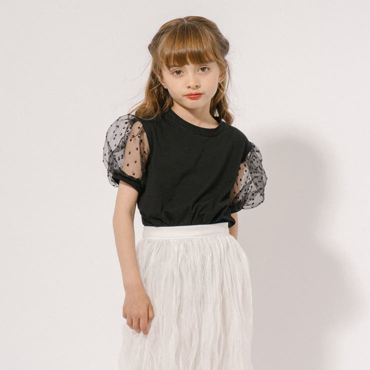 URBAN CHERRY ミニドットシアーパフスリーブトップス トップス