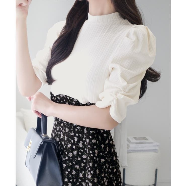 【10％OFFクーポン！11/27(木)1:59まで】Classical Elf 【mily bilet】一枚で主役級フェミニンスタイル。後ろシアーリボン花柄ドッキング袖ギャザーワンピース（ロング丈） ワンピース・ドレス