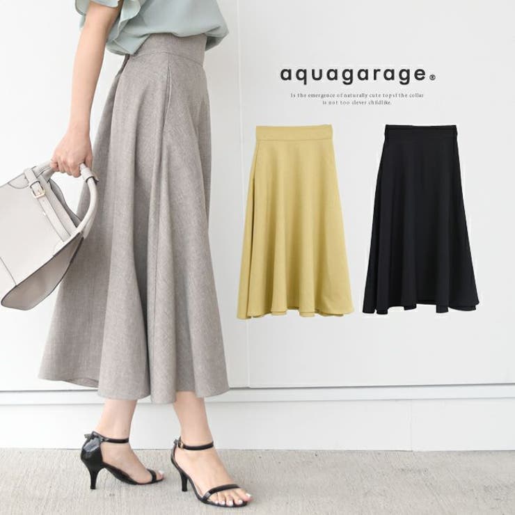 【10％OFFクーポン！2/10(火)1:59まで】aquagarage フレアスカート スカート ボトム レディース オフィス OL 通勤通学 女子会 セレモニー Aライン ミドル丈ミディアム丈 ミディ丈M L 大きいサイズ 春秋 スカート