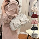 【7/11 1:59まで 5%OFFクーポン】GOLWIS リボン付き エナメル ミニボストン ショルダー バッグ ツインポケット&光沢フェイクレザー レディー...