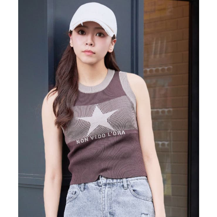 GORGE 《スターモチーフ》ジャガードニットタンク／1枚で主役級 トップス