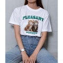 MODISH GAZE アニマルプリントTシャツ CATプリント トップス