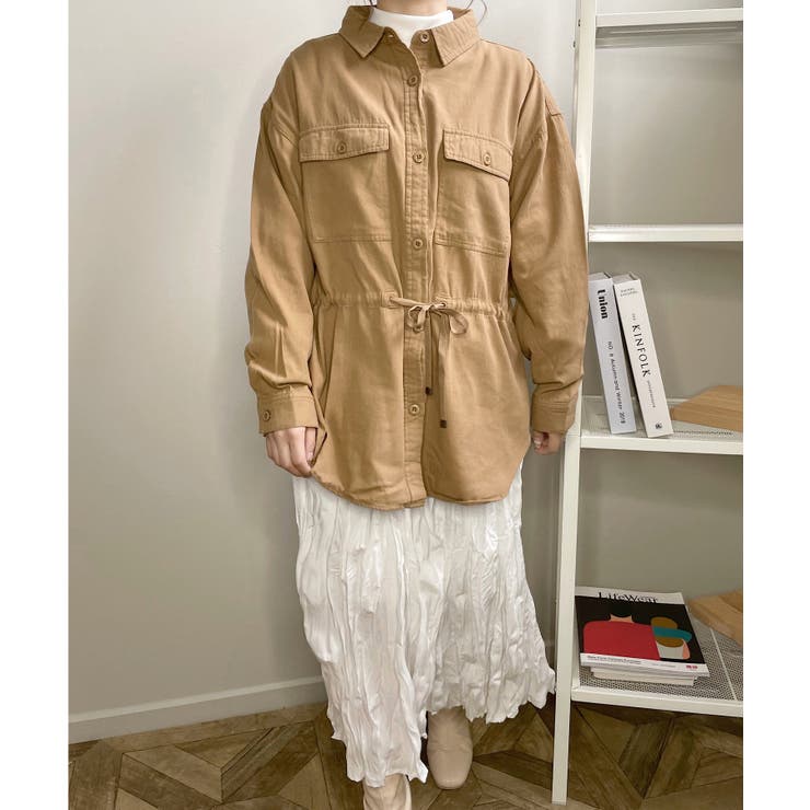 LOVERS 春新作 オーバーサイズ ウエストドロストシャツ トップス シャツ ブラウス カラーシャツ 長袖 ドロストシャツ ドローストリング ビックシルエット ダブルポケット レディース 韓国 プチプラ 流行り トレンド 人気 おすすめ おしゃれ かわ