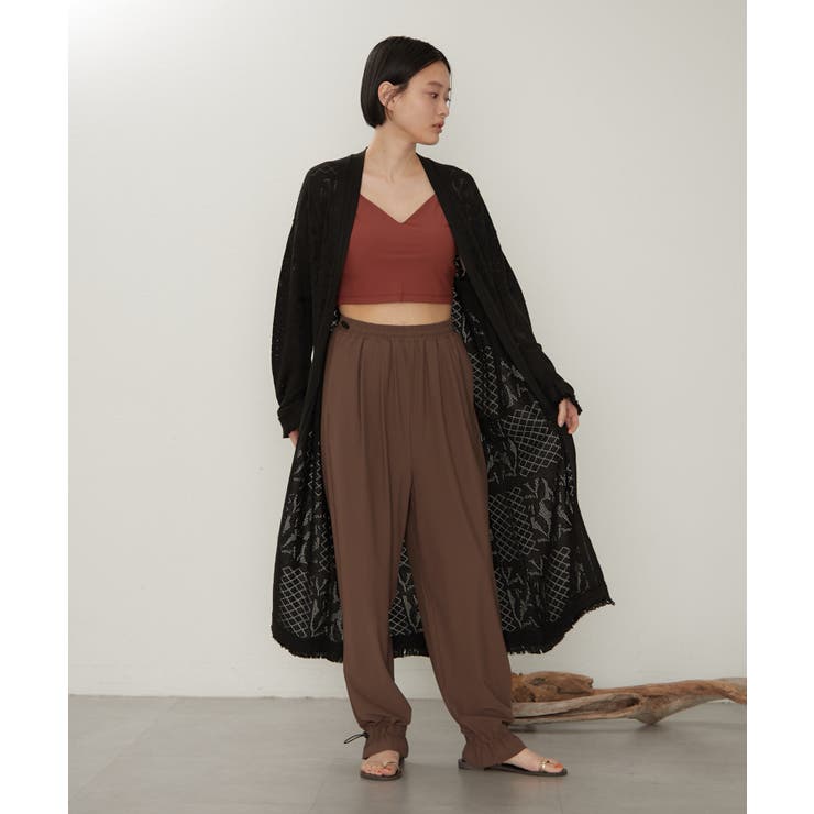 PAL GROUP OUTLET レースニットロングカーデ トップス