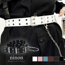 ninon ベルト レディース 太 ジーンズ おしゃれ ワンピース用 大きいサイズ ブランド カジュアル 太め 黒 白 長さ コーデ 太い ベルト太 太ベルト 長い 大きい チェーン 取り外し ダブル ロック パンク 大人 通勤 通学 シンプル メンズ