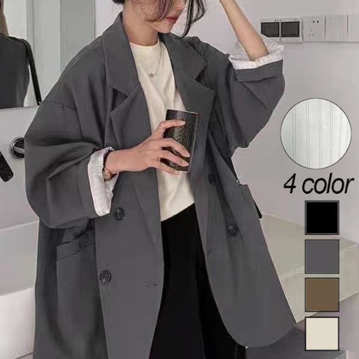 【5％OFFクーポン！9/24(水)1:59まで】LADY LIKE オーバーサイズテーラードダブルジャケット アウター(コート・ジャケットなど)のサムネイル