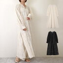 STYLEBLOCK ワンピース ロングワンピース レース 長袖 ボリュームスリーブ マキシ丈 スキッパー レディース アイボリー ブラック ワンピース・ドレス