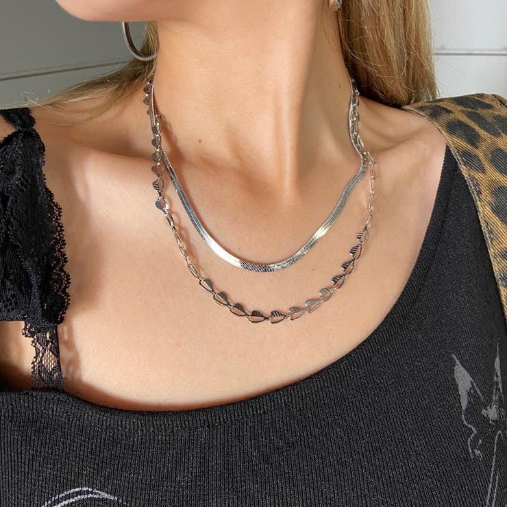 non-hedge ハートチェーンスネーク2連ネックレス アクセサリー