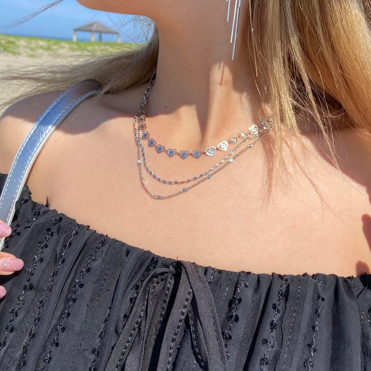 non-hedge ハートチェーン3連ネックレス アクセサリー