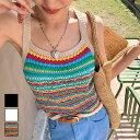LADY LIKE バッククロスかぎ編みシアーキャミニット トップス