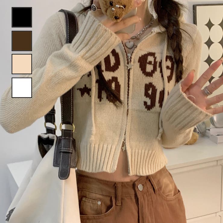 LADY LIKE フロントロゴニットパーカー トップス