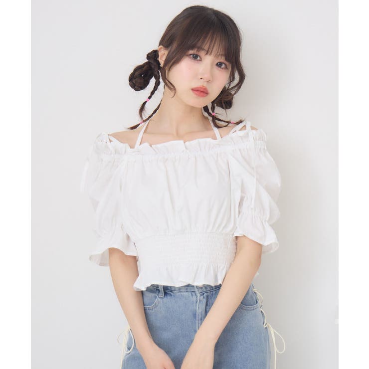 【10％OFFクーポン！8/27(木)1:59まで】RETRO GIRL ホルター付アソートリボンBL トップス