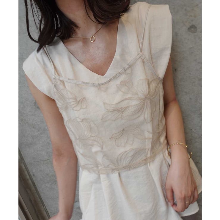 CORNERS チュール花柄刺繍ビスチェ トップスのサムネイル