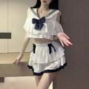 Anna Mu JAPAN コスプレ セーラー服 衣装 半袖 夏服 制服 女子制服 学生服 ルームウェア トップス スカート リボン Tバック 上下セット JK 女子高生 女子校生 高校生 制服女子 韓国 アニメ レディース 女性 大人 可愛い セクシ